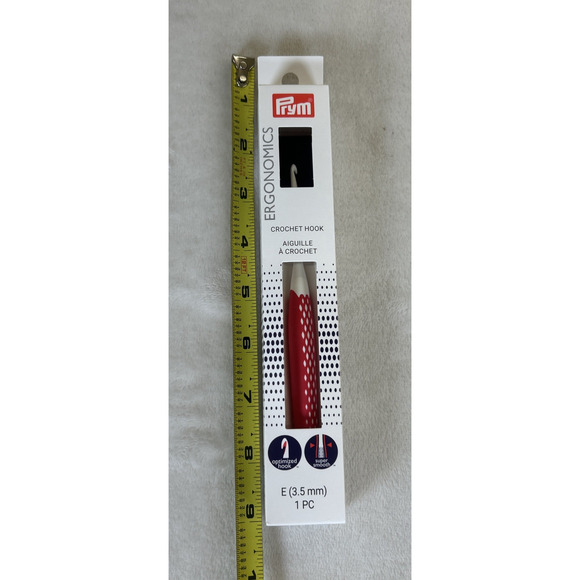 NIB Prym Ergonomic Crochet Hook E Size 3.5mm Super Smooth New Optimized Hook Red - Picture 8 of 8